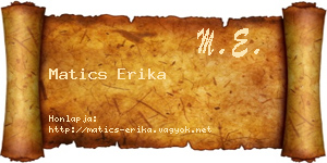Matics Erika névjegykártya
